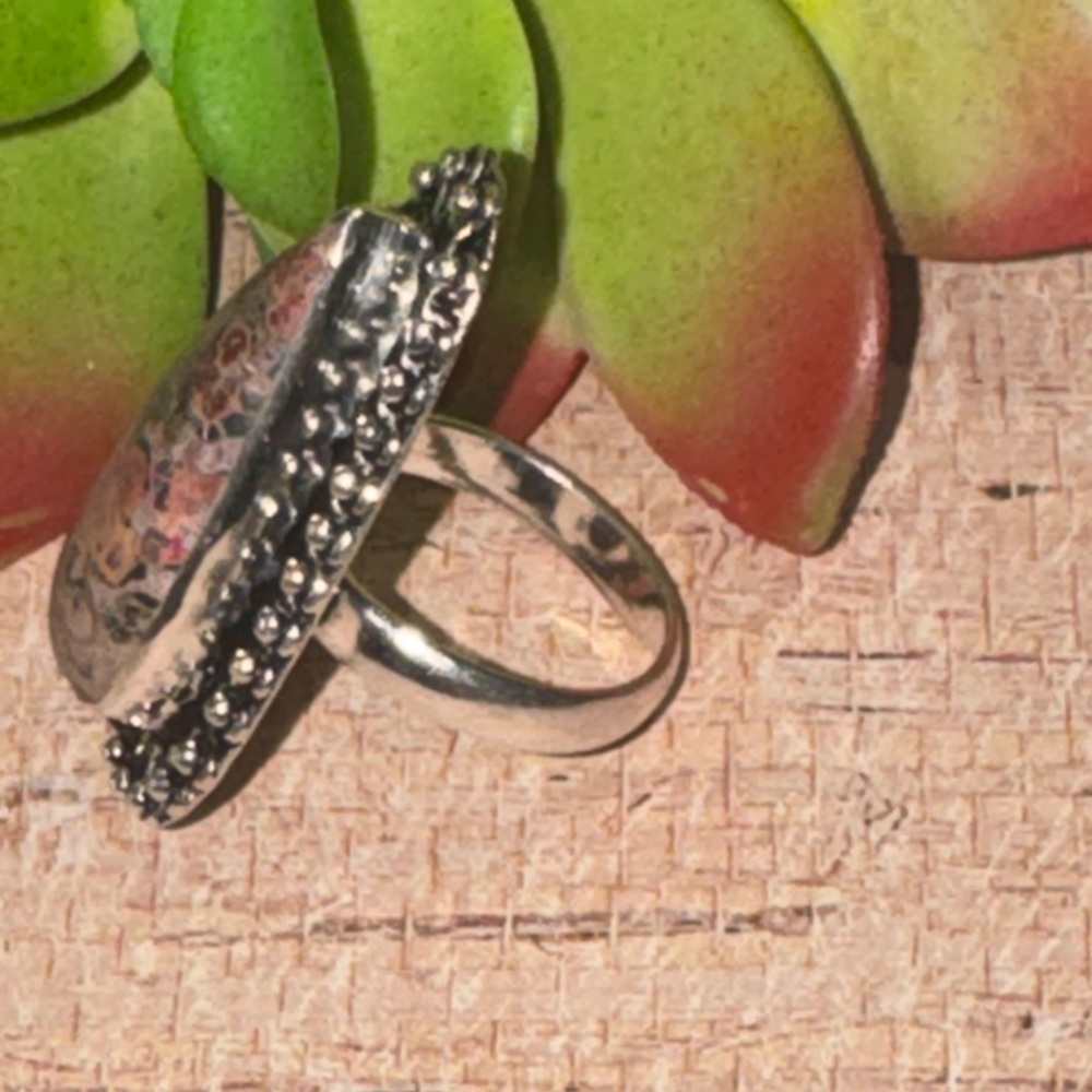 Silver Crazy Lace Agate Ring - image 4